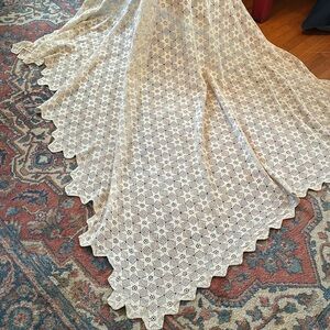 Vintage crochet stars Beige Lace Tablecloth